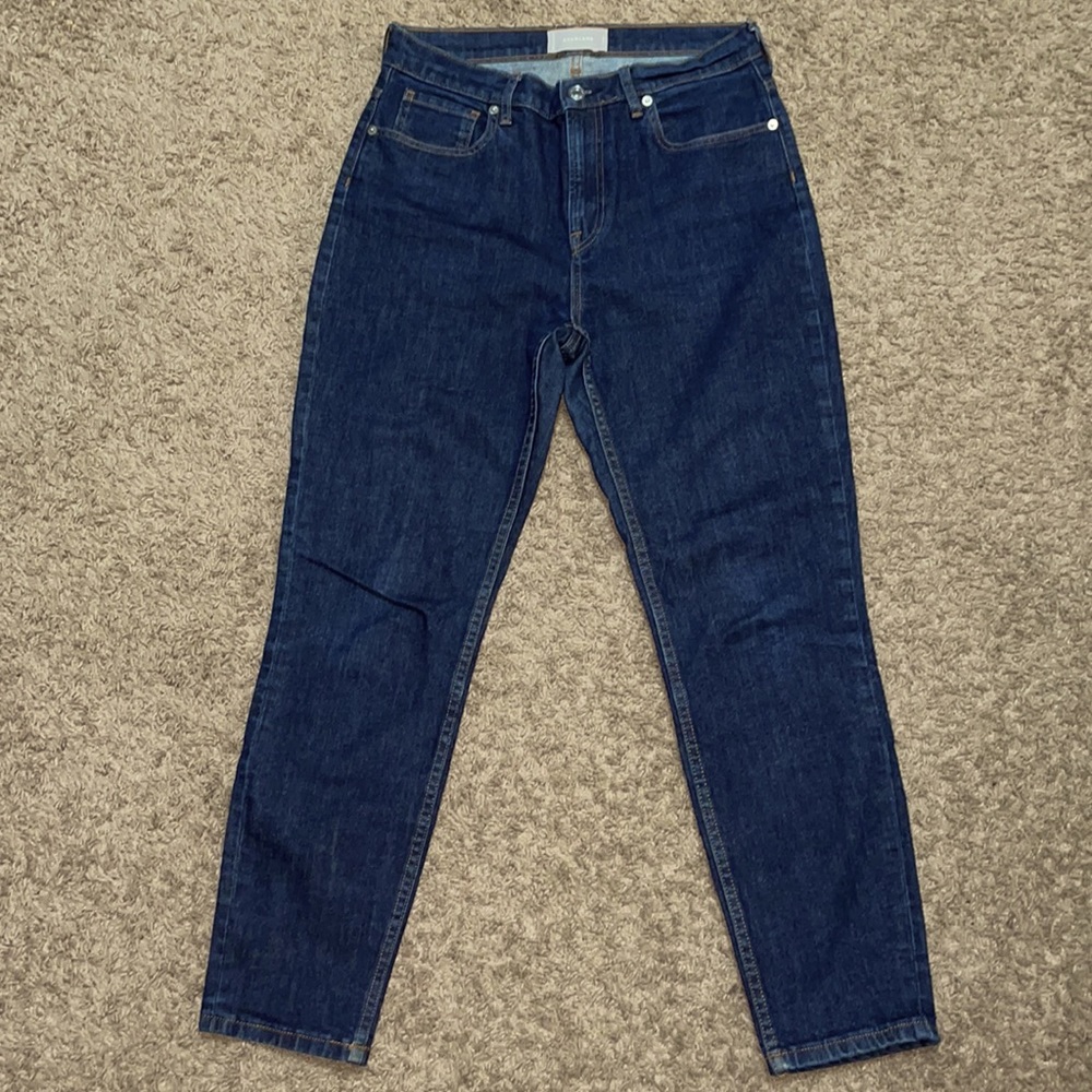 Everlane High Rise dark wash stretchy jeans